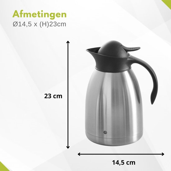 Thermos Hendi 1,5 litre - Avec bouchon à pression - Zwart