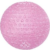 Luxe lampion roze met bloem motief 35 cm