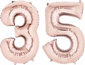 Ballon aluminium numéro 35 or rose