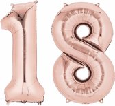 Numéro de ballon en feuille or rose 18