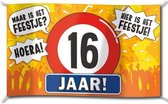 Gevelvlag verjaardag 16 jaar - 100 x 150 cm - verjaardag versiering - polyester - feestartikelen