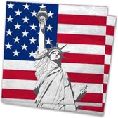 20x Amerika/Verenigde Staten landen vlag thema servetten 33 x 33 cm - Papieren wegwerp servetjes - Amerikaanse/USA vlag/Vrijheidsbeeld feestartikelen - Landen decoratie