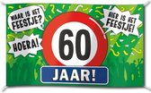 60 jaar feestversiering vlag - 100 x 150 cm - polyester - verjaardag feestartikelen