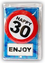 Happy Birthday kaart met button 30 jaar