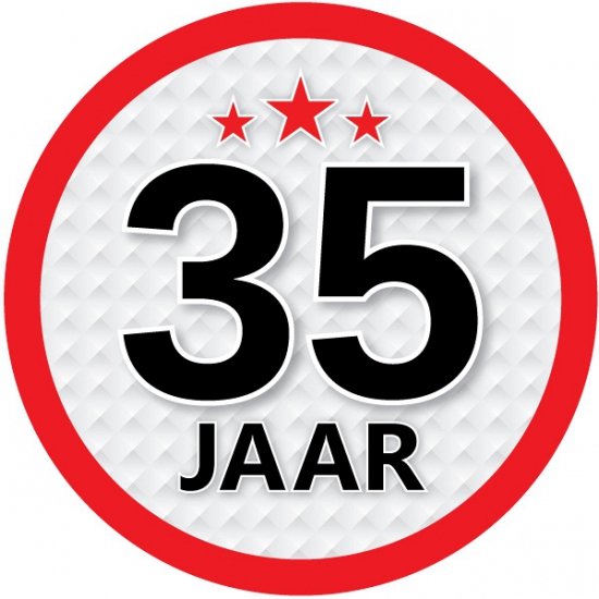 Foto: 35 jaar leeftijd sticker rond 15 cm 35 jaar verjaardag jubileum versiering