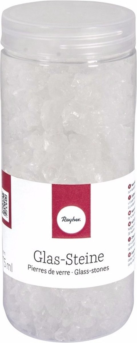 Rayher decoratie steentjes - glas - transparant - 475 ml - bloempotten/vazen deco kleine stenen 4-10 mm