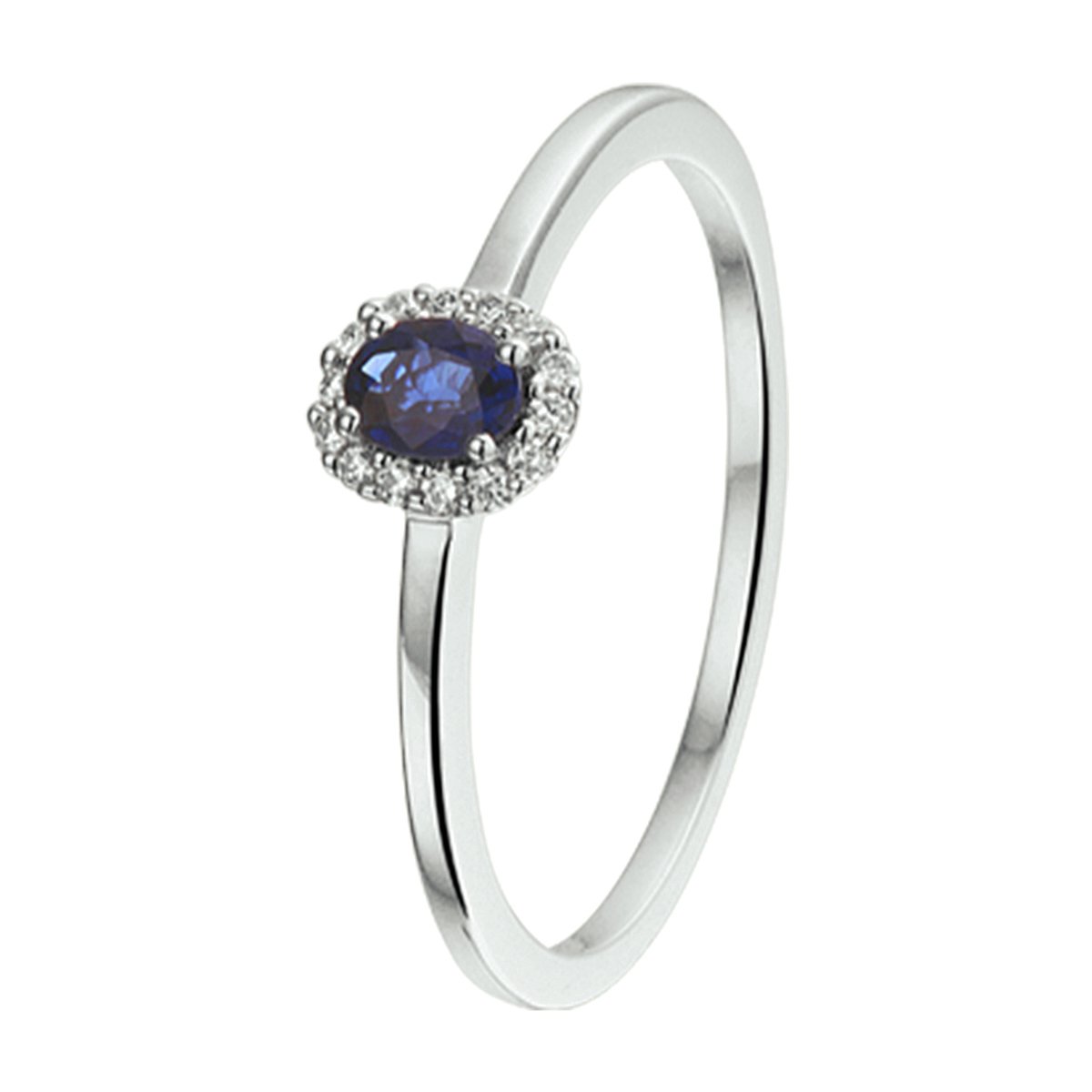 Vintage 18K Victoriaanse Saffier & Diamant Ring