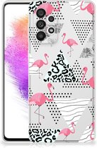 Leuk TPU Back Cover Geschikt voor Samsung Galaxy A73 5G GSM Hoesje Doorzichtig Flamingo Triangle
