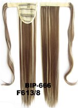 Wrap Around paardenstaart, ponytail hairextensions straight blond / bruin - F613/8