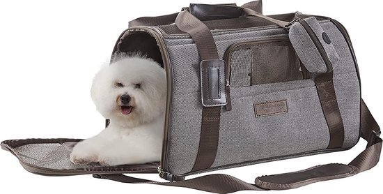 Airline goedgekeurde opvouwbare hondendraagtas met zachte zijkanten, draagbare draagtas voor thuis voor kleine honden, katten en puppy's...