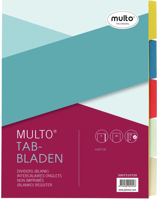 Multo Binder Tabbladen Multo A4 23R karton 5-delig assorti | bol
