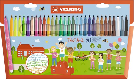 Viltstift STABILO Trio A-Z etui à 30 kleuren - 6 stuks