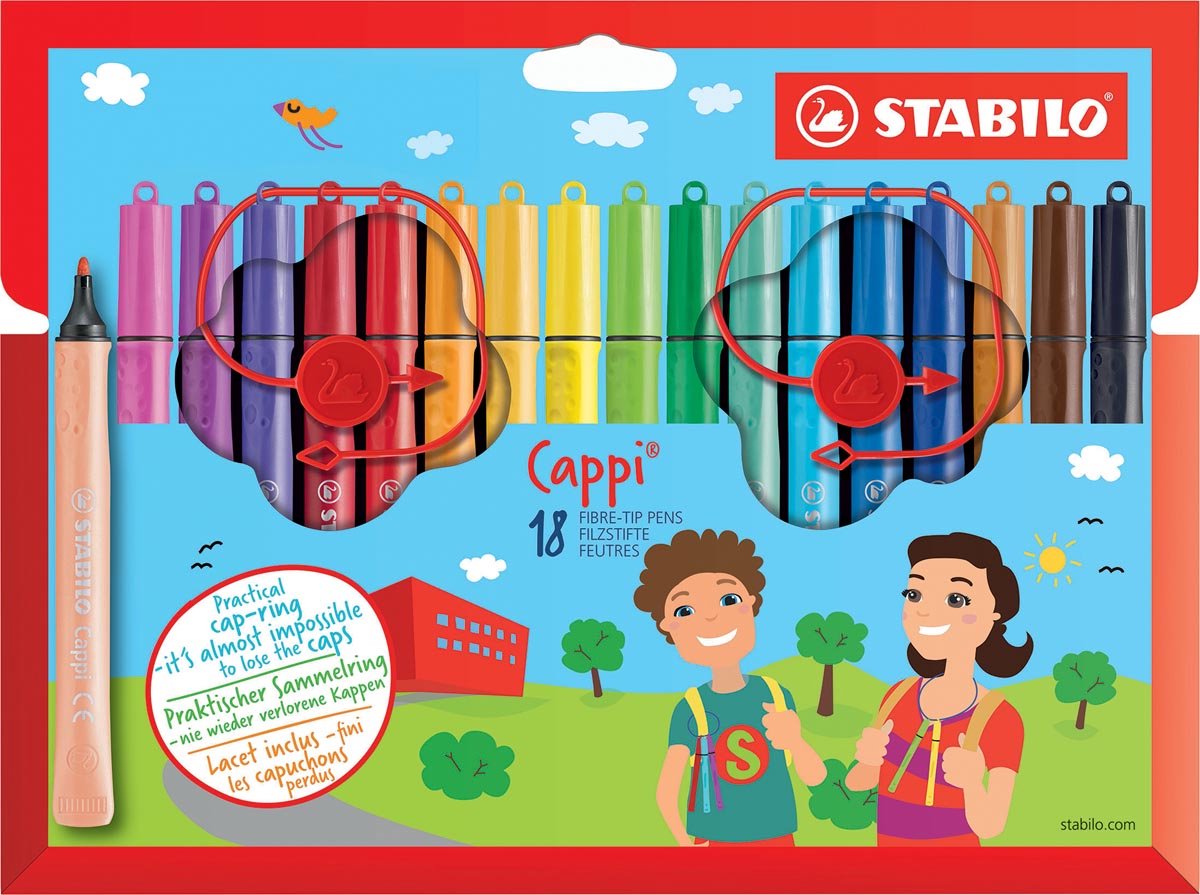 STABILO Cappi viltstift, etui van 18 stuks 6 stuks