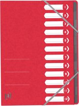 Elba Oxford Top File+ sorteermap, 12 vakken, met elastosluiting, rood 12 stuks