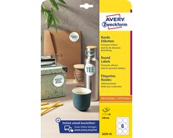 Avery Zweckform ronde etiketten, diameter 80 mm, wit, permanent klevend, 60 etiketten, 10 vellen 50 stuks