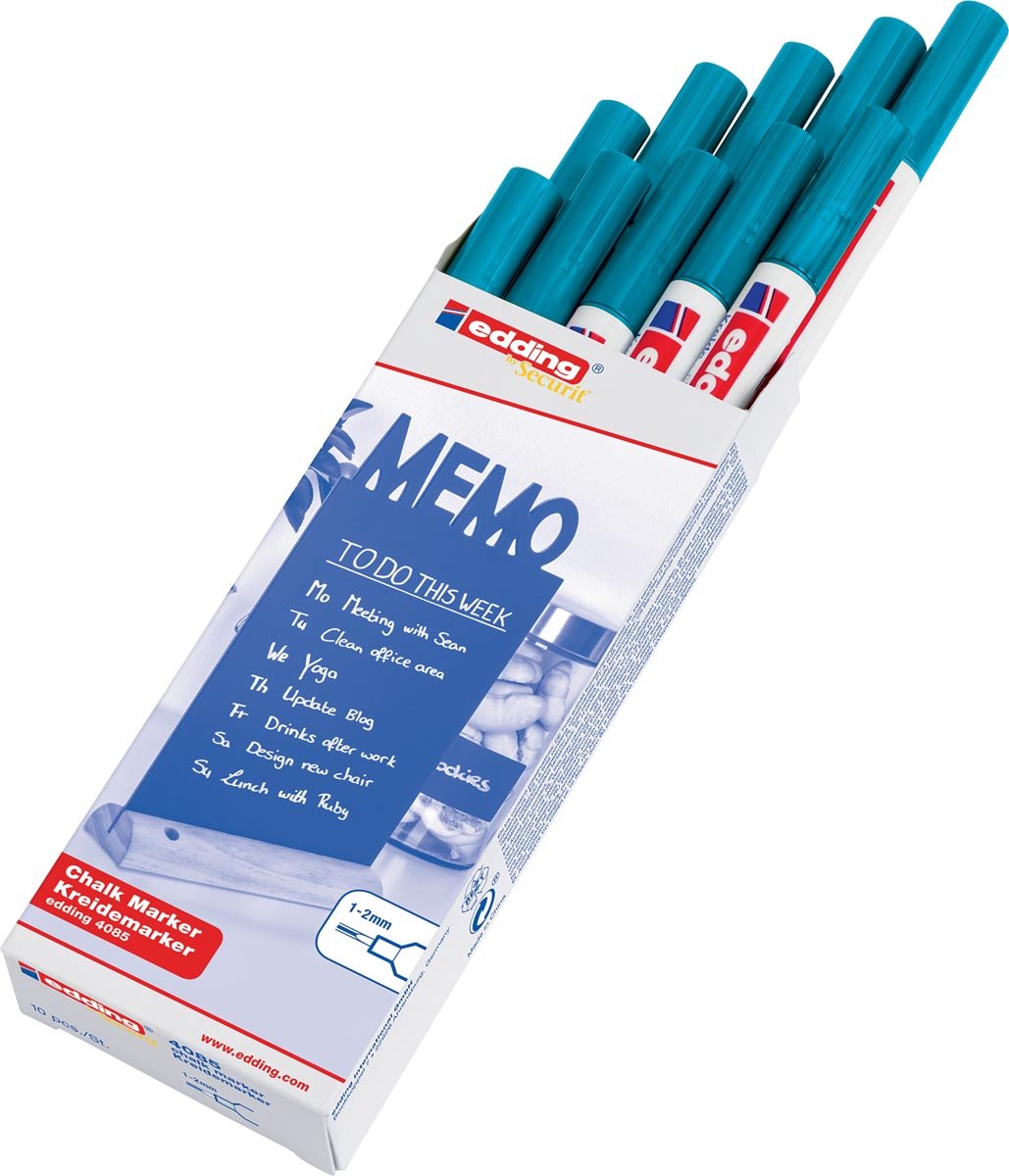 Krijtstift edding by Securit 4085 rond 1-2mm blauw metallic - 10 stuks - 10 stuks