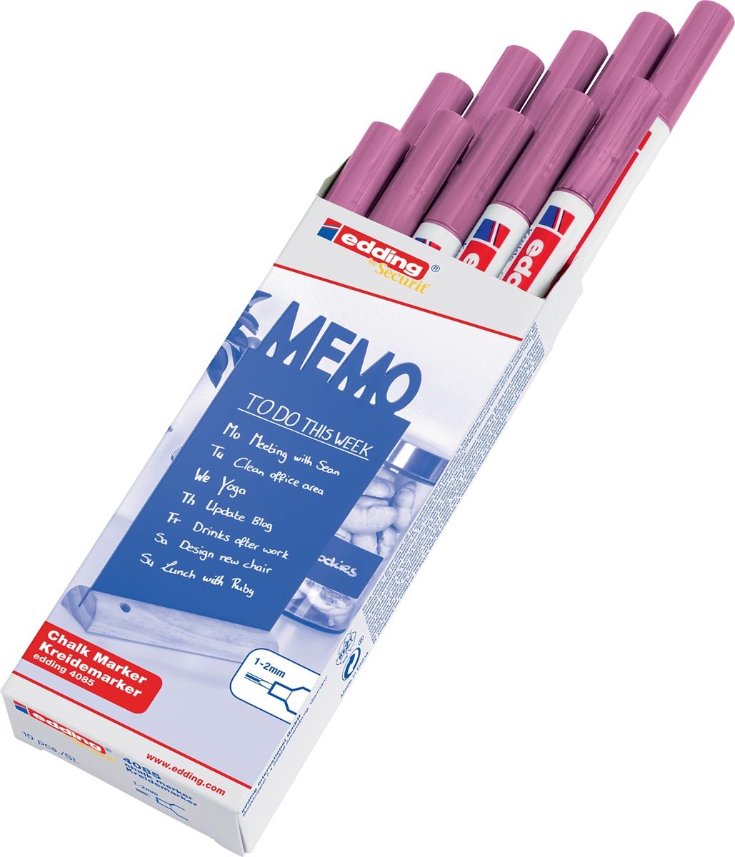 Krijtstift edding by Securit 4085 rond 1-2mm roze metallic - 10 stuks - 10 stuks