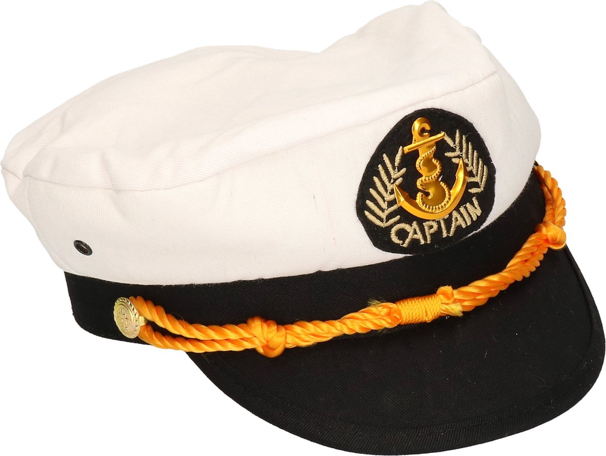 Kapitein verkleed pet - blauw/wit - polyester - scheepvaart - feestartikelen - voor kinderen 51
