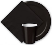 Halloween - 24x Zwarte papieren feest bekertjes 256 ml - Wegwerpbekertjes zwart van papier - Halloween/themafeest tafeldecoratie
