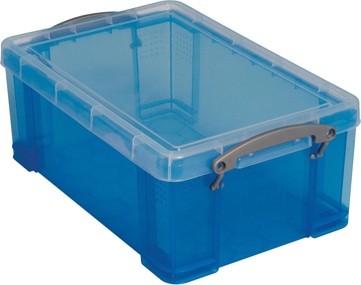 Really Useful Box 9 liter transparant blauw