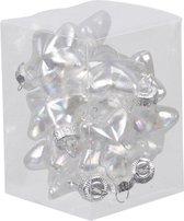 12x Sterretjes kersthangers/kerstballen transparant parelmoer van glas - 4 cm - mat/glans - Kerstboomversiering