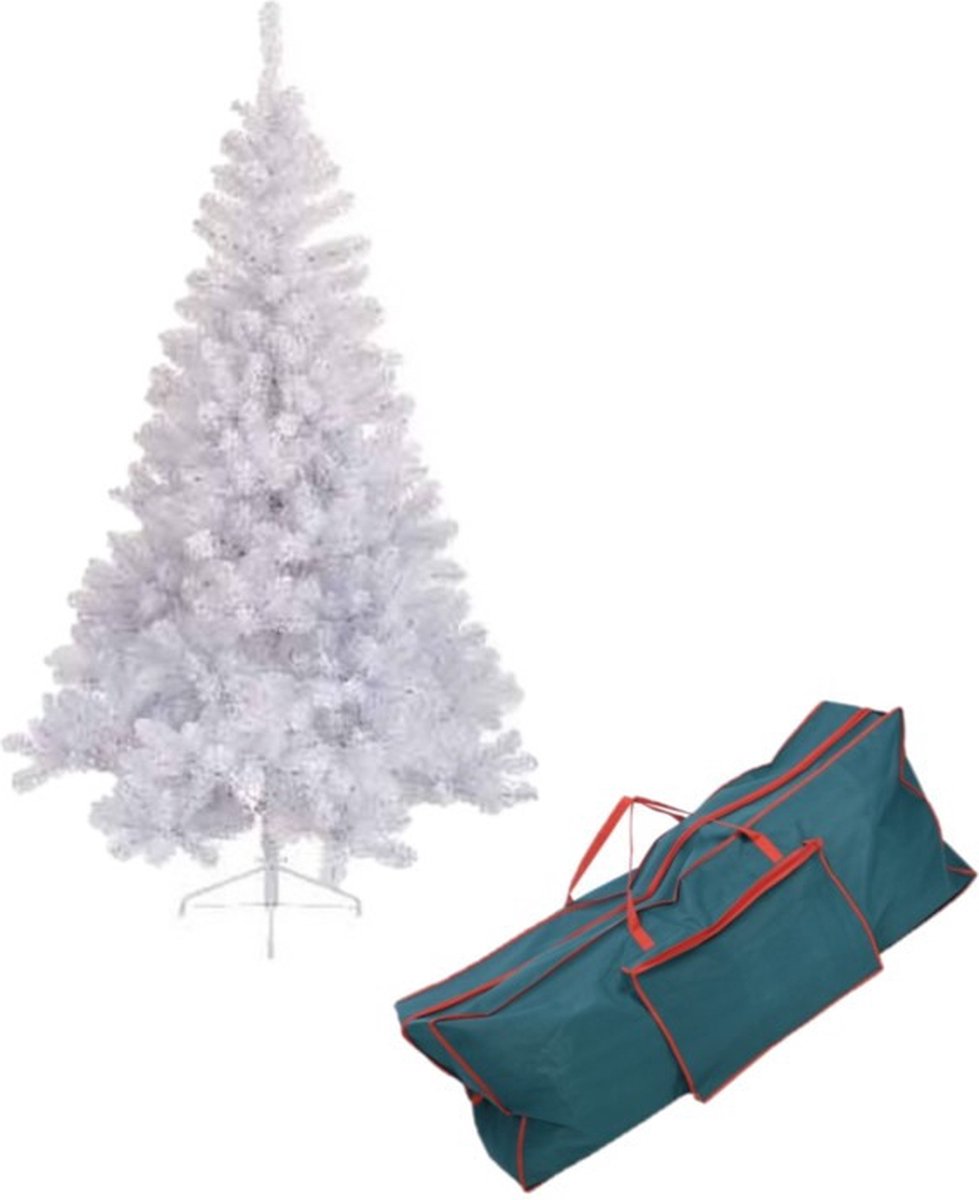 Kunst kerstboom wit Imperial pine 525 tips 180 cm inclusief opbergzak - Kunstbomen/kunst kerstbomen