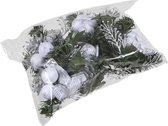 Set 6x zilveren decoraties op stekers 12 cm - kerststukje onderdelen/stekertjes - Kerstversiering/kerstdecoratie