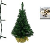 Sapin de Noël artificiel vert 90 cm avec guirlandes lumineuses blanc chaud - Sapins artificiels/Sapins de Noël artificiels