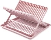 Oud roze afdruiprek 2-laags met lekbak 37 x 33 cm - Keukenbenodigdheden - Afwassen/drogen - Afdruiprekken met lekbak