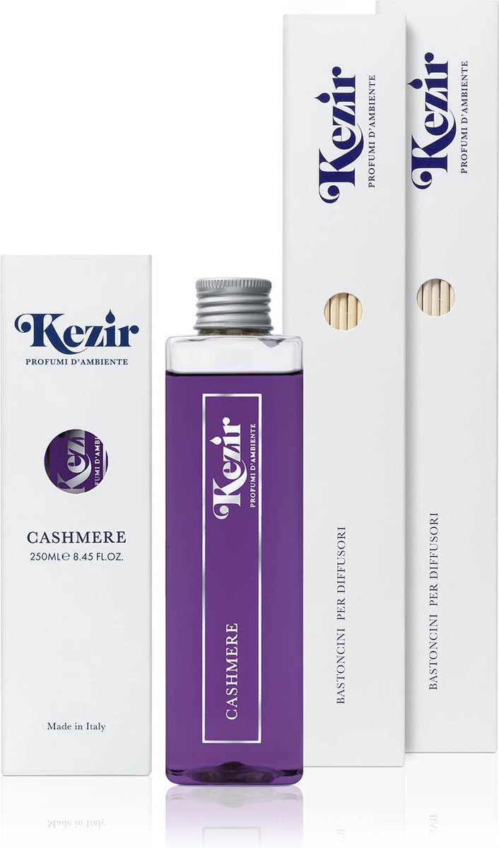 Kezir - Kasjmir - navul fles - Italiaanse - natuurlijke parfum voor in huis - diffuser - 250 ml