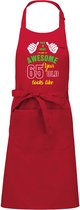 Leeftijd cadeau - Luxe keukenschort - BBQ schort - verjaardag - Awesome 65 jaar - rood