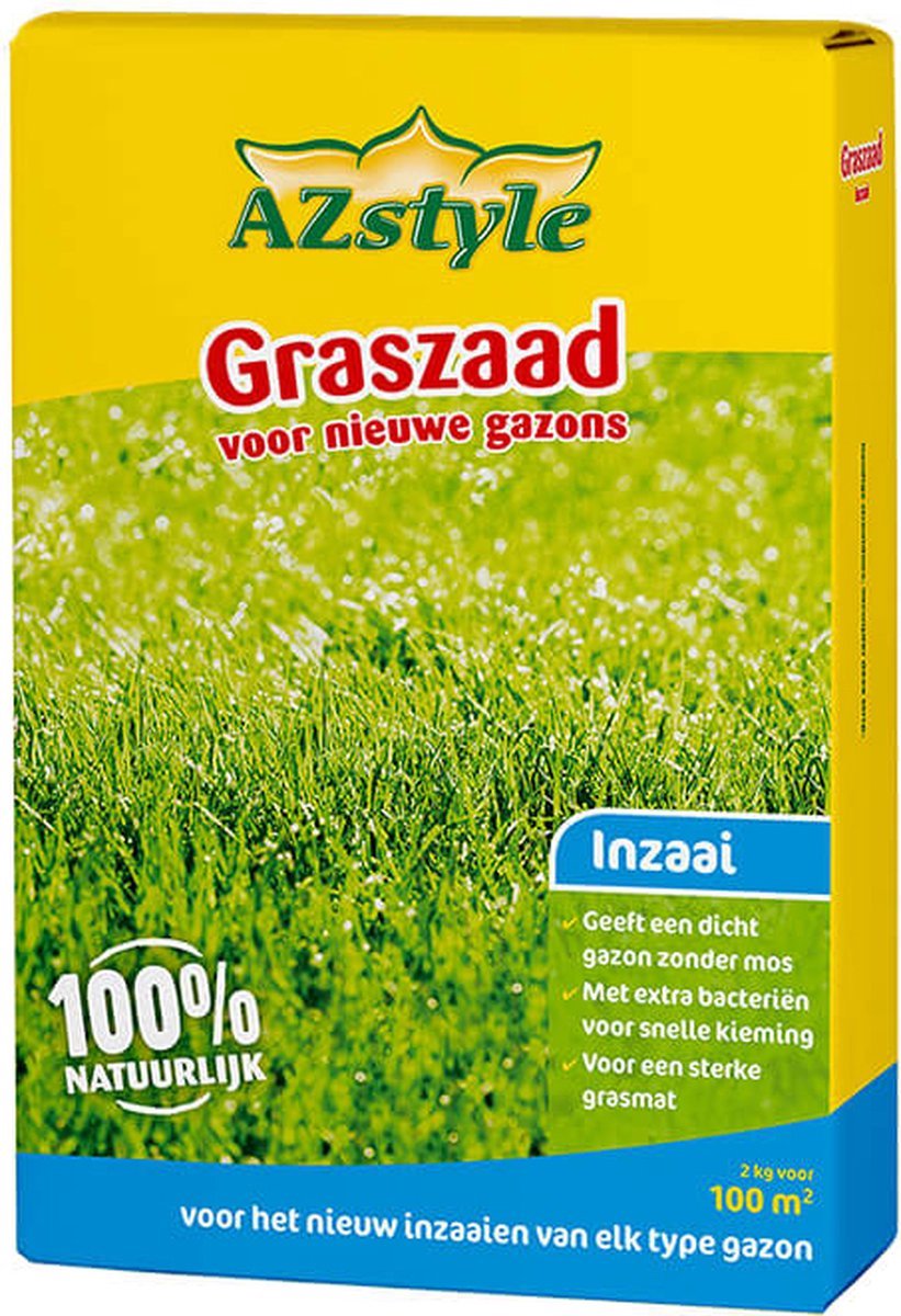 ECOStyle Graszaad-Inzaai voor Nieuwe Gazons - Dicht Gazon zonder Mos - Sterke Grasmat - Snelkiemend Graszaad - Speel & Siergazons - 100 M² - 2 KG - Garden Select