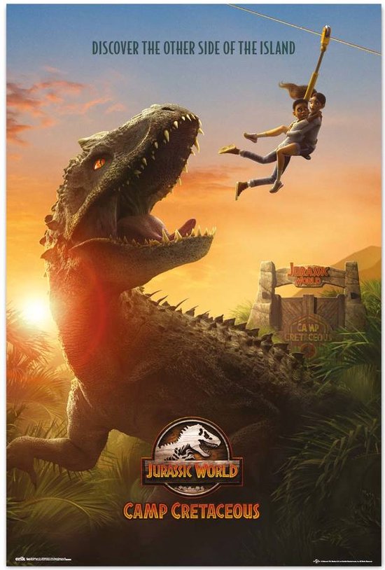 Affiche Jurassic World Camp Crétacé - Dinosaures - T rex - animation - Netflix - 61 x 91. 5 cm