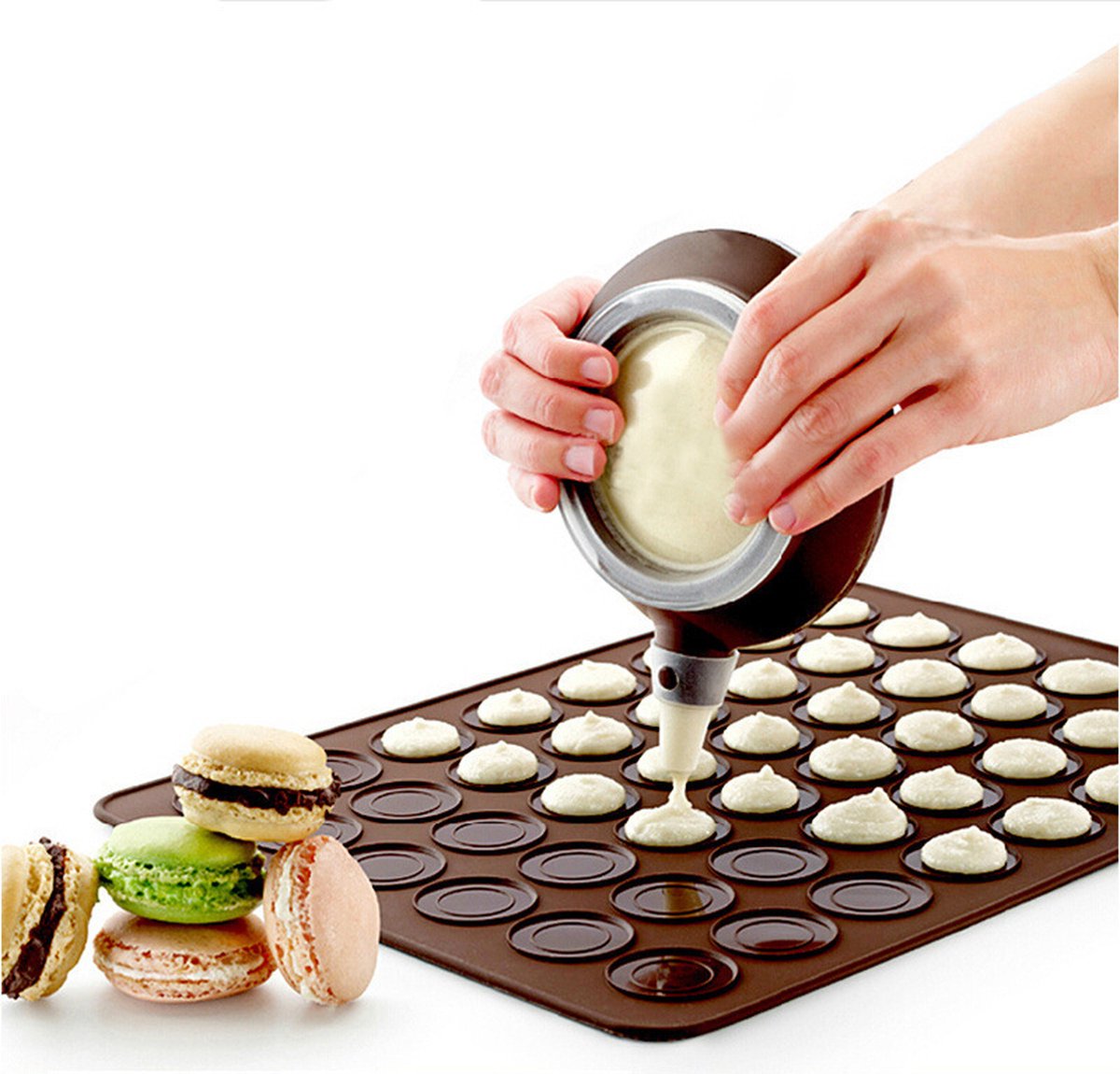 LBB - Macarons bakmat - Voor 48 stuks - Macaron - Siliconen bakvormen - Set - Vaatwasserbestendig - Ovenbestendig - Macarons mat - Ovenmat