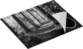 Chefcare Inductie Beschermer Voetpad in het Bos - Zwart Wit - 65x50 cm - Afdekplaat Inductie - Kookplaat Beschermer - Inductie Mat