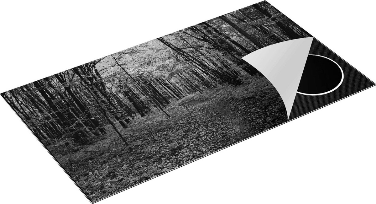 Chefcare Inductie Beschermer Voetpad in Groen Bos - Zwart Wit - 95x55 cm - Afdekplaat Inductie - Kookplaat Beschermer - Inductie Mat