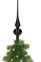 Glazen kerstboom piek/topper zwart glans 26 cm - Pieken/kerstpieken