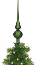 Glazen kerstboom piek/topper dennengroen mat 26 cm - Pieken/kerstpieken