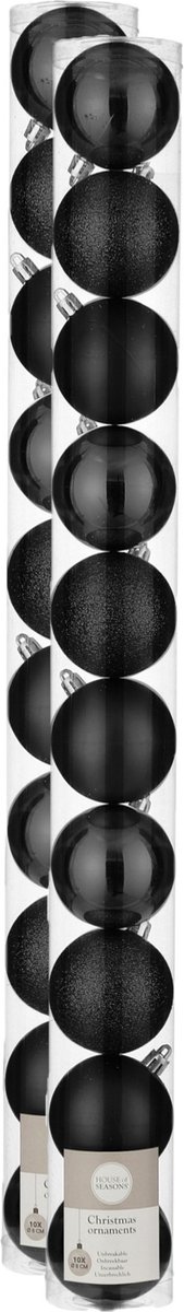 20x stuks kunststof kerstballen zwart 6 cm - Onbreekbare kerstballen 6 cm