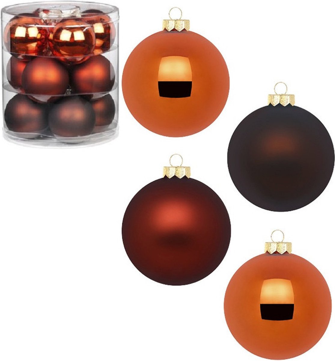 36x stuks glazen kerstballen kastanje bruin 8 cm glans en mat - Kerstboomversiering/kerstversiering