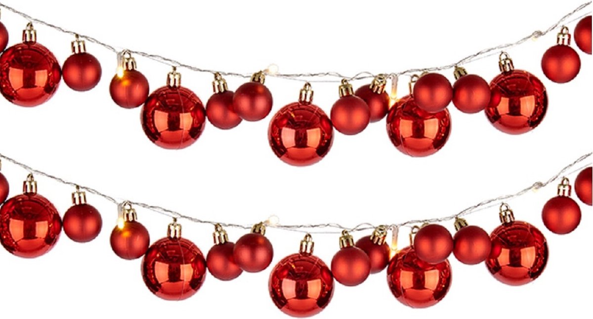 NUZEKY Dennenslinger met verlichting - 270 cm kerstslinger met verlichting, 4 m, 30 stuks warme ledlampen, slinger, kerstslinger, kerstdecoratie, voor trappen, binnen, buiten, buiten