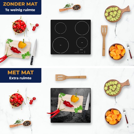 Chefcare Inductie Beschermer Schotse Hooglander in de Bossen - Zwart Wit - 57,6x51,6 cm - Afdekplaat Inductie - Kookplaat Beschermer - Inductie Mat