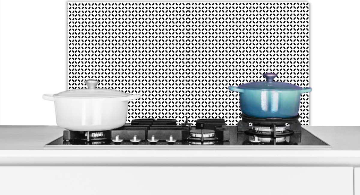 Spatscherm - Achterwand keuken - Design - Patronen - Abstract - Zwart - Wit - 90x45 cm