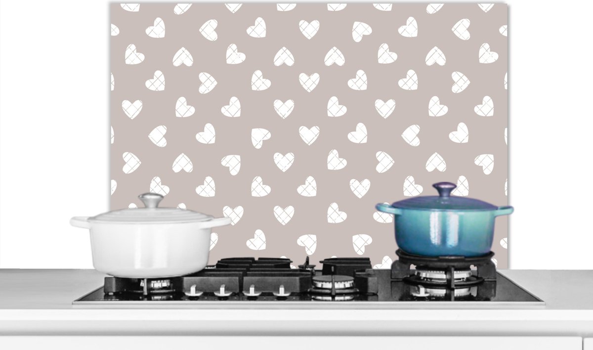 Spatwand - Patronen - Figuren - Hart - Design - Keuken - 90x60 cm - Spatscherm
