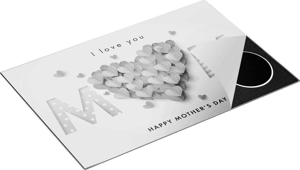 Chefcare Inductie Beschermer I love you mom - Moedersdag - Mama - Zwart Wit - 78x52 cm - Afdekplaat Inductie - Kookplaat Beschermer - Inductie Mat