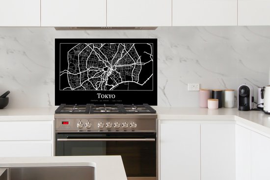 Spatscherm keuken 100x65 cm - Kookplaat achterwand Kaart - Tokio - Stadskaart - Plattegrond - Tokyo - Muurbeschermer - Spatwand fornuis - Hoogwaardig aluminium
