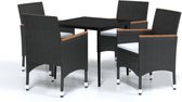 vidaXL Ensemble de jardin 5 pièces avec coussins Noir - Ensemble de jardin - Ensembles de jardin - Ensemble de meubles de jardin - Ensemble de meubles