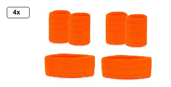 Neon Oranje set zweetbandjes 3-delig