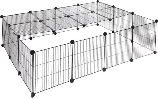 QRDA Puppyuitloop Metaal Puppyren Hondenren Veiligheidshek Puppyomheining Hekwerk met Deur Voor Kleine Dieren,Konijnen, Honden 8 stuks -80x60 cm