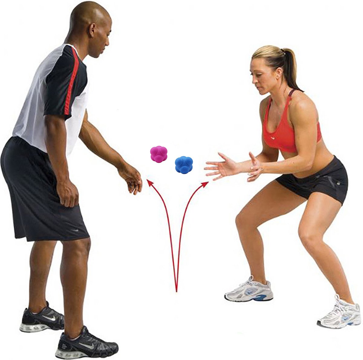 Reflex ballen - 2 stuks - Coordinatie - Reflex oefenen - Fitness - Kinderen - Volwassenen - Universeel - Blauw en Roze - Merkloos